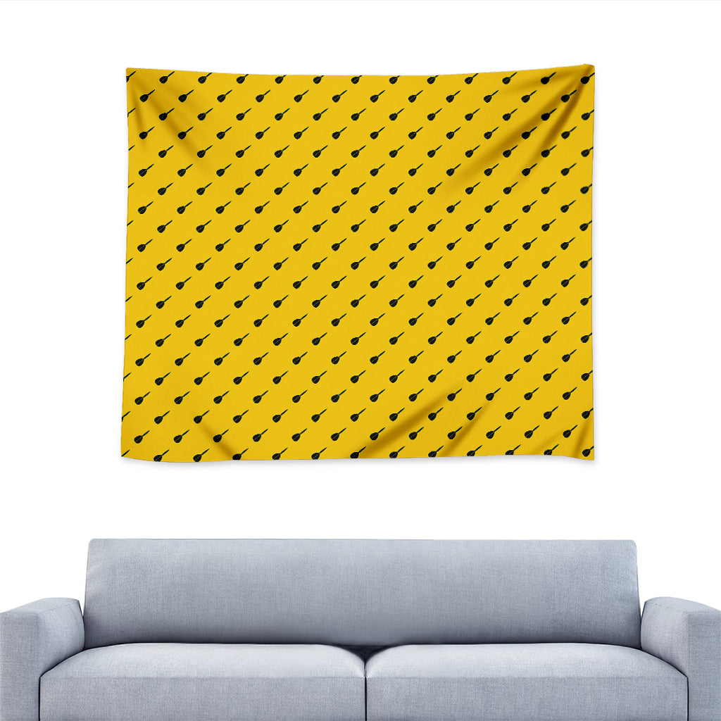 Yellow And Black Dart Pattern Print Tapestry