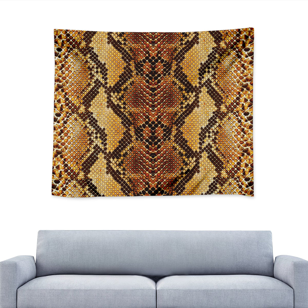 Yellow And Brown Snakeskin Print Tapestry