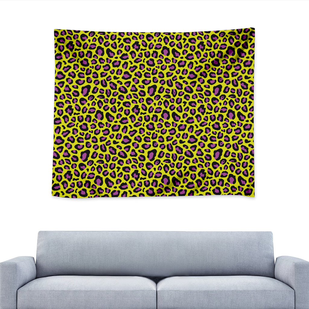 Yellow And Purple Leopard Pattern Print Tapestry