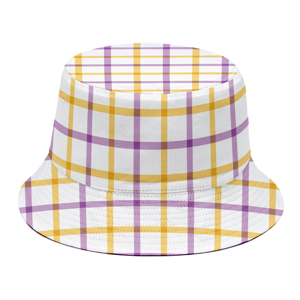 Yellow And Purple Tattersall Print Bucket Hat