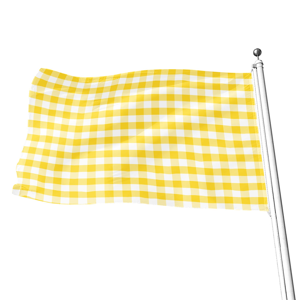 Yellow And White Gingham Pattern Print Flag