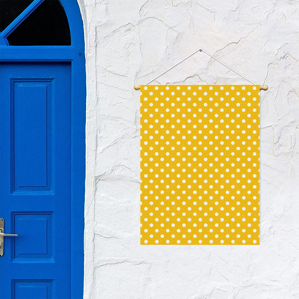 Yellow And White Polka Dot Pattern Print Garden Flag