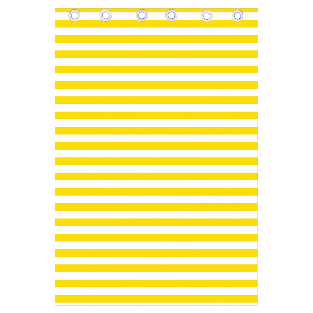 Yellow And White Striped Pattern Print Curtain