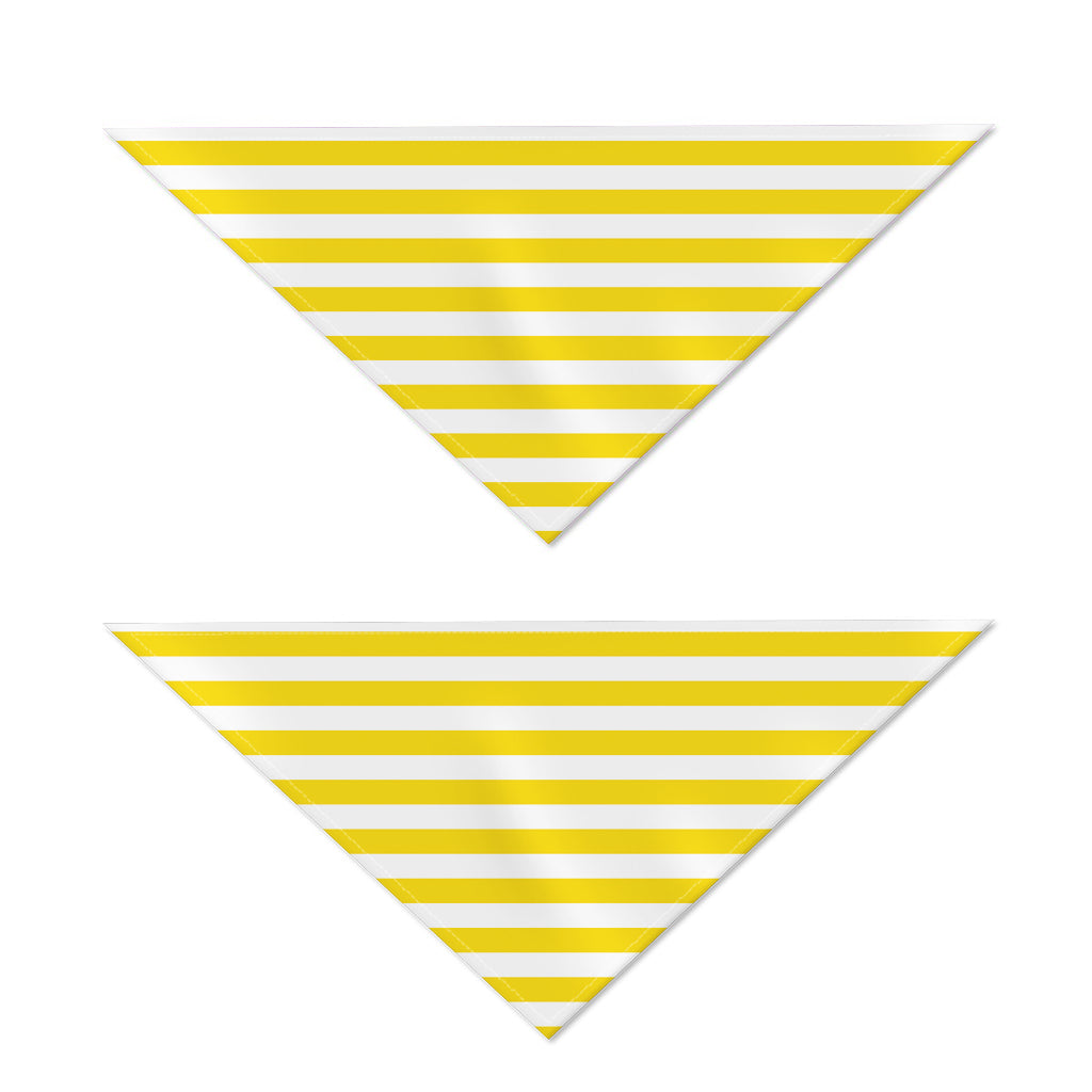 Yellow And White Striped Pattern Print Dog Bandana