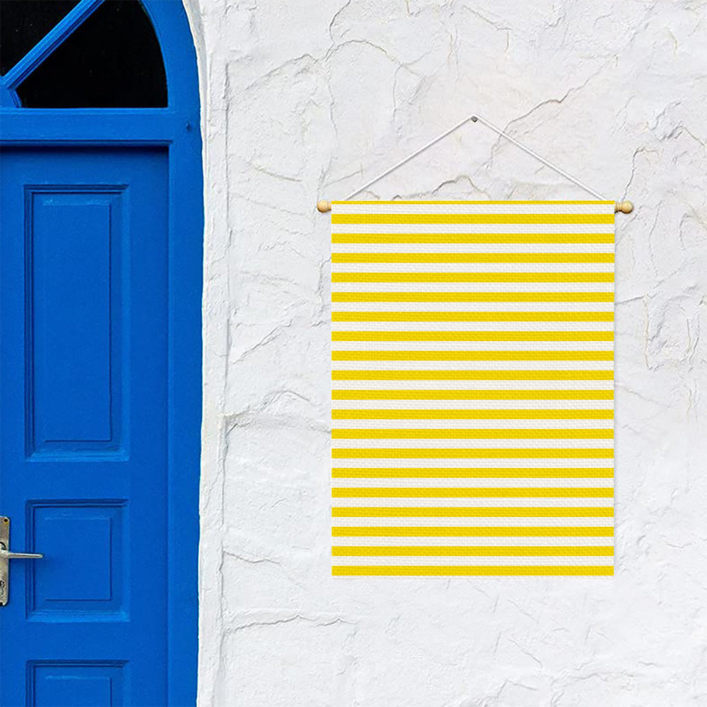 Yellow And White Striped Pattern Print Garden Flag