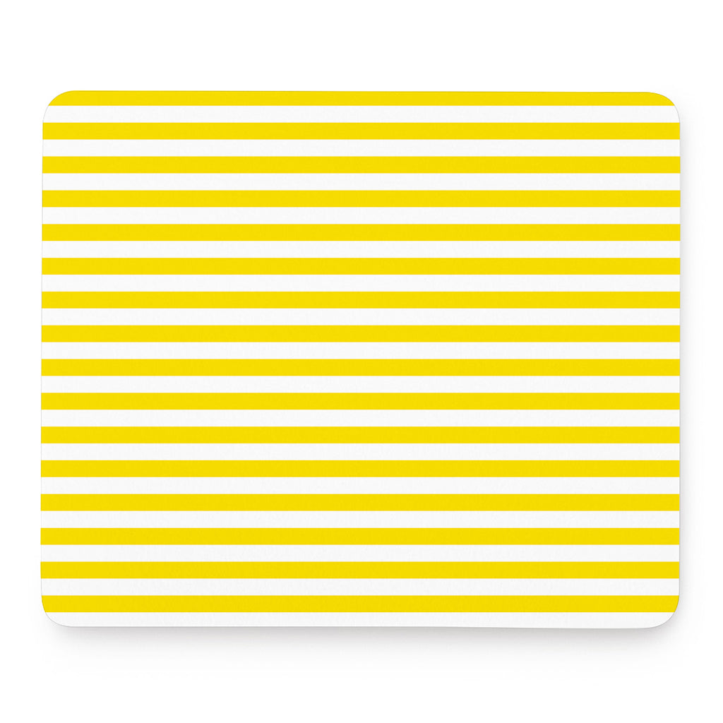 Yellow And White Striped Pattern Print Mouse Pad