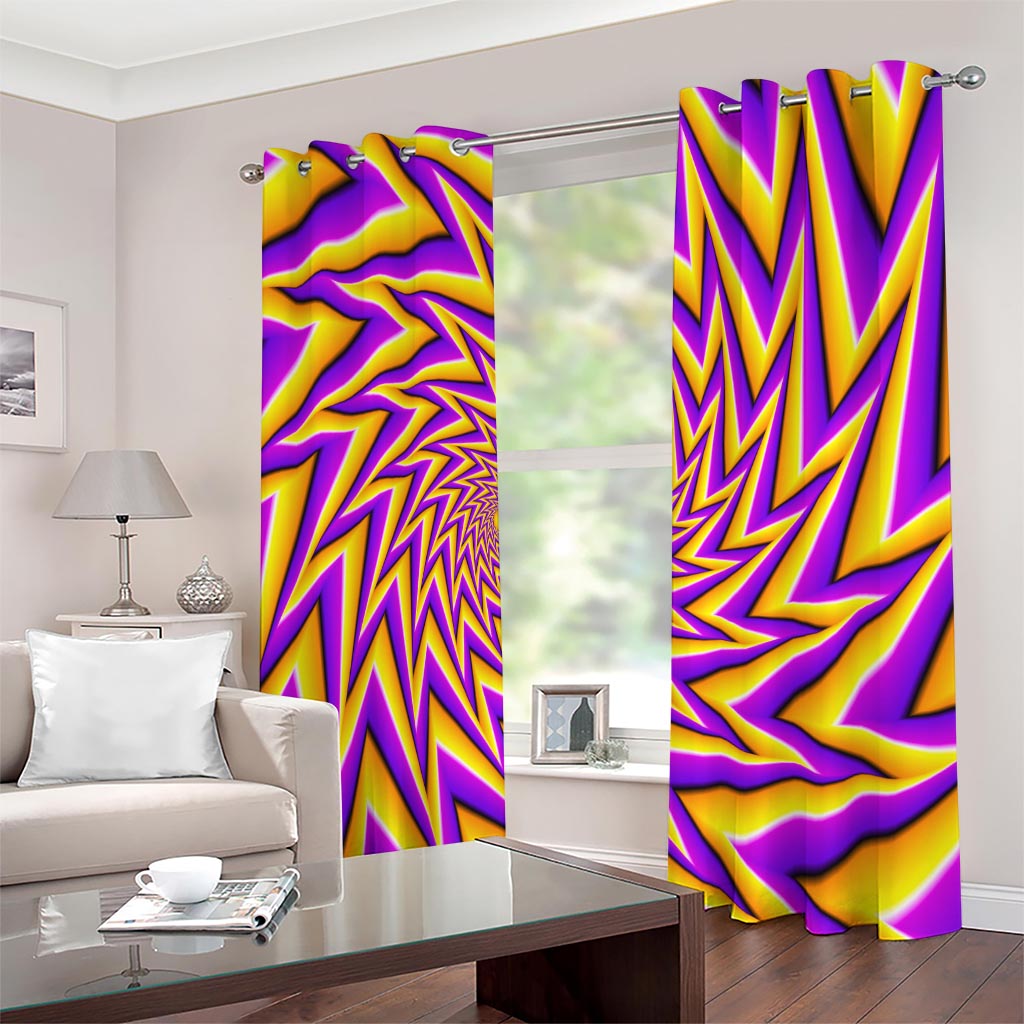 Yellow Big Bang Moving Optical Illusion Extra Wide Grommet Curtains