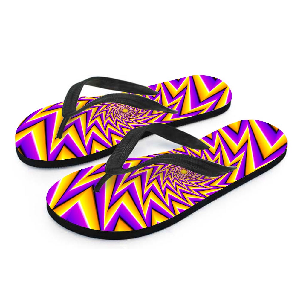 Yellow Big Bang Moving Optical Illusion Flip Flops