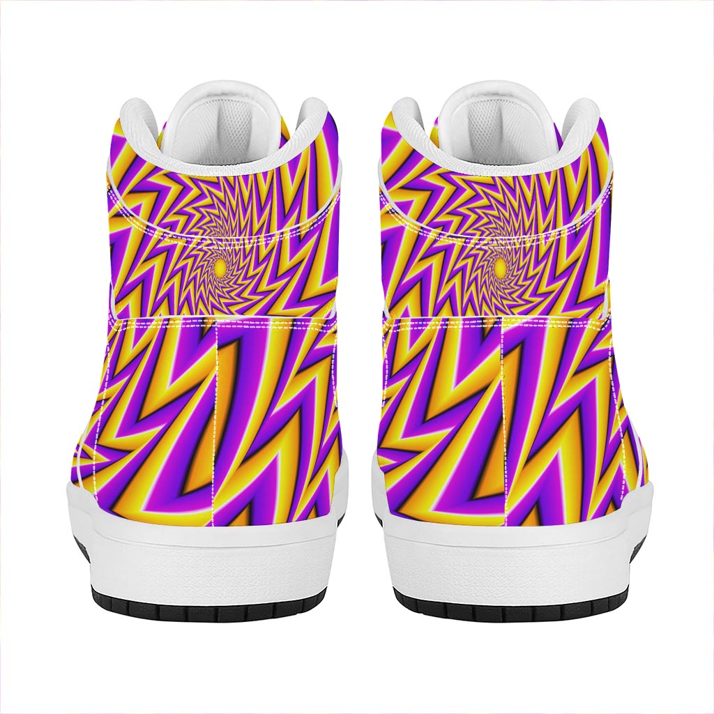 Yellow Big Bang Moving Optical Illusion High Top Leather Sneakers