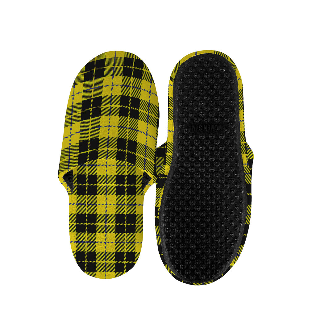 Yellow Black And Blue Tartan Print Slippers