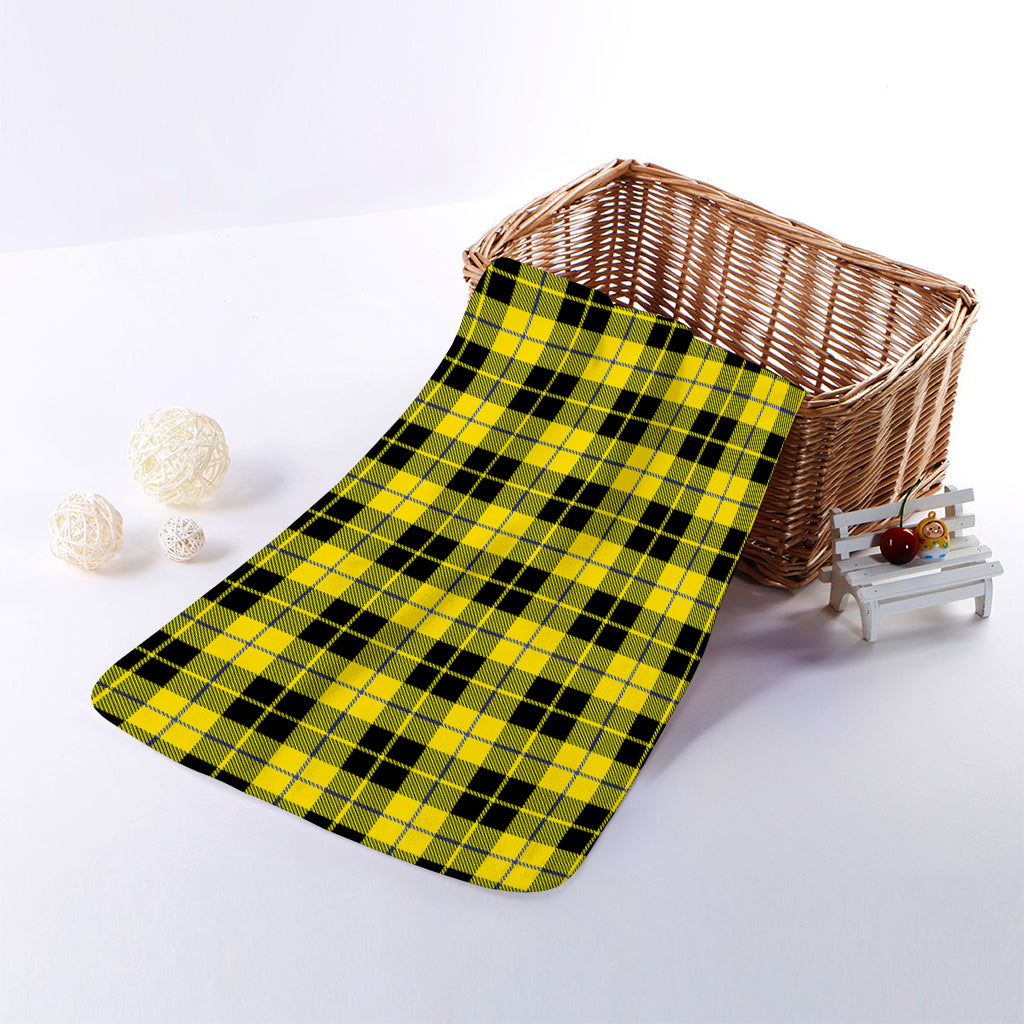 Yellow Black And Blue Tartan Print Towel