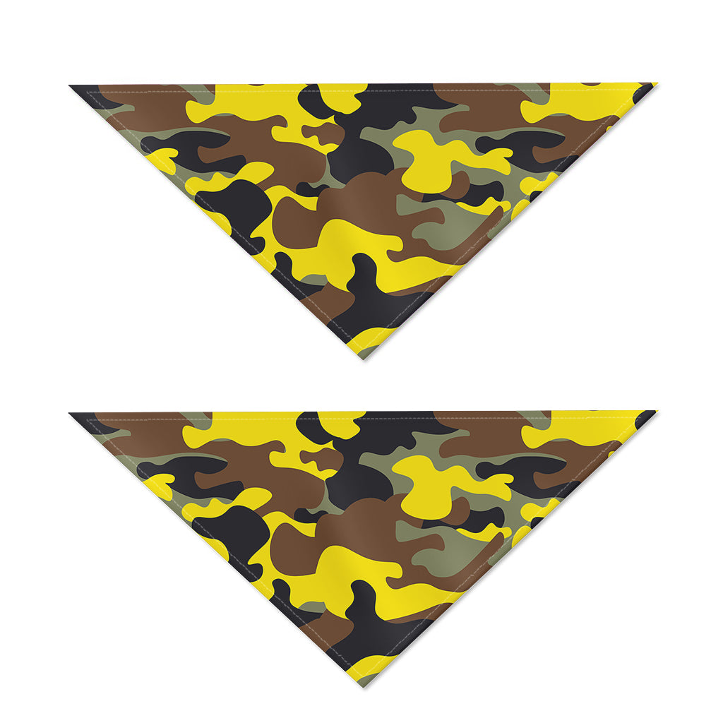 Yellow Brown And Black Camouflage Print Dog Bandana