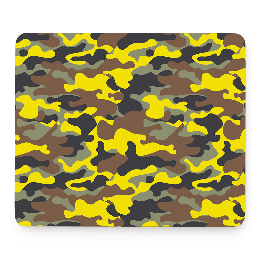 Yellow Brown And Black Camouflage Print Mouse Pad