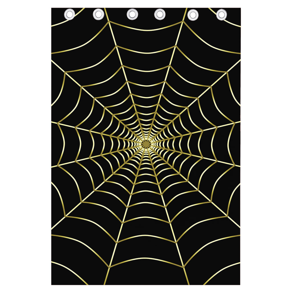 Yellow Cobweb Print Curtain