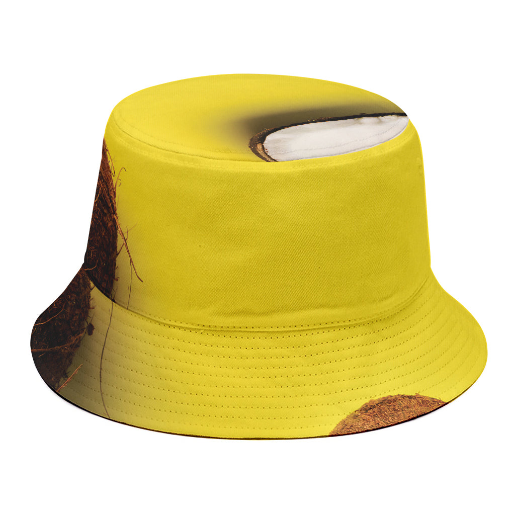 Yellow Coconut Pattern Print Bucket Hat