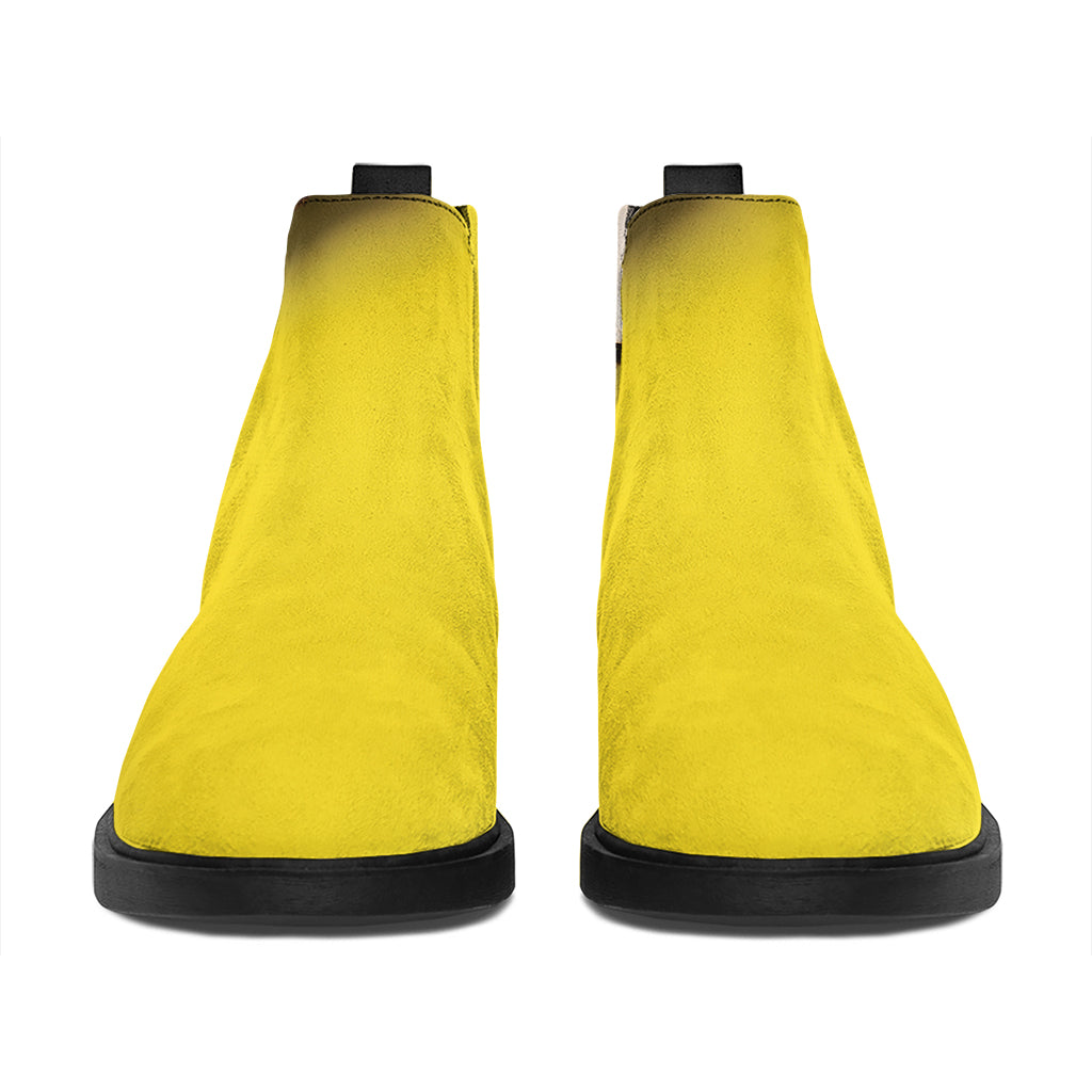 Yellow Coconut Pattern Print Flat Ankle Boots