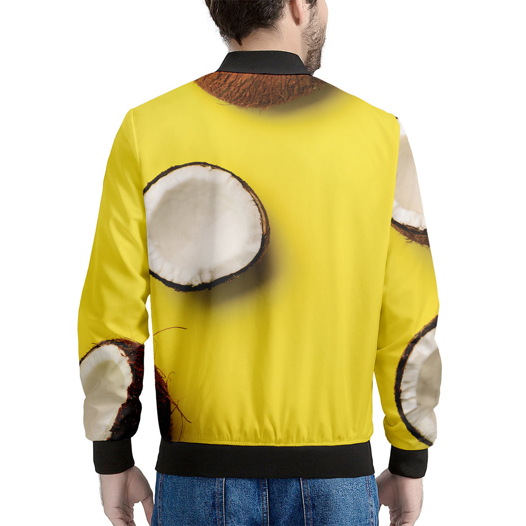 Yellow Coconut Pattern Print Men's Bomber Jacket