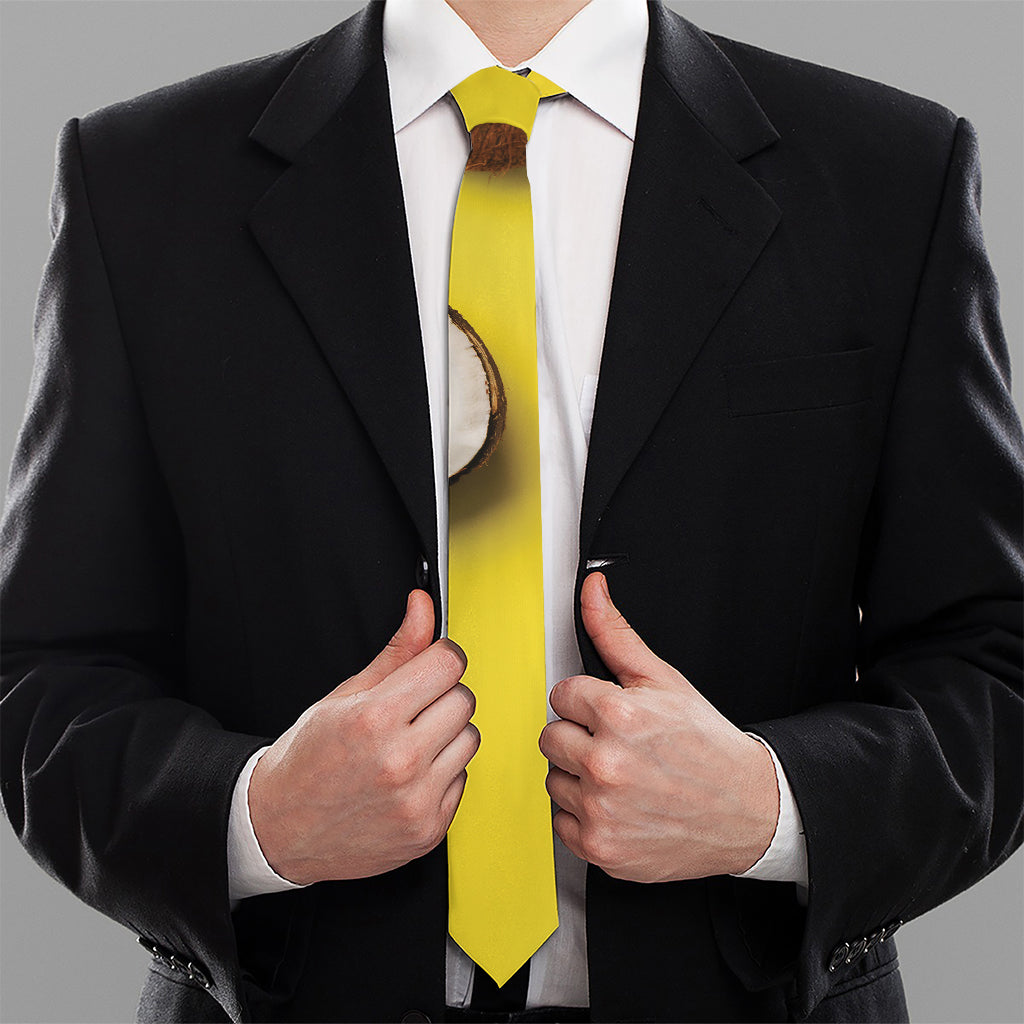Yellow Coconut Pattern Print Necktie