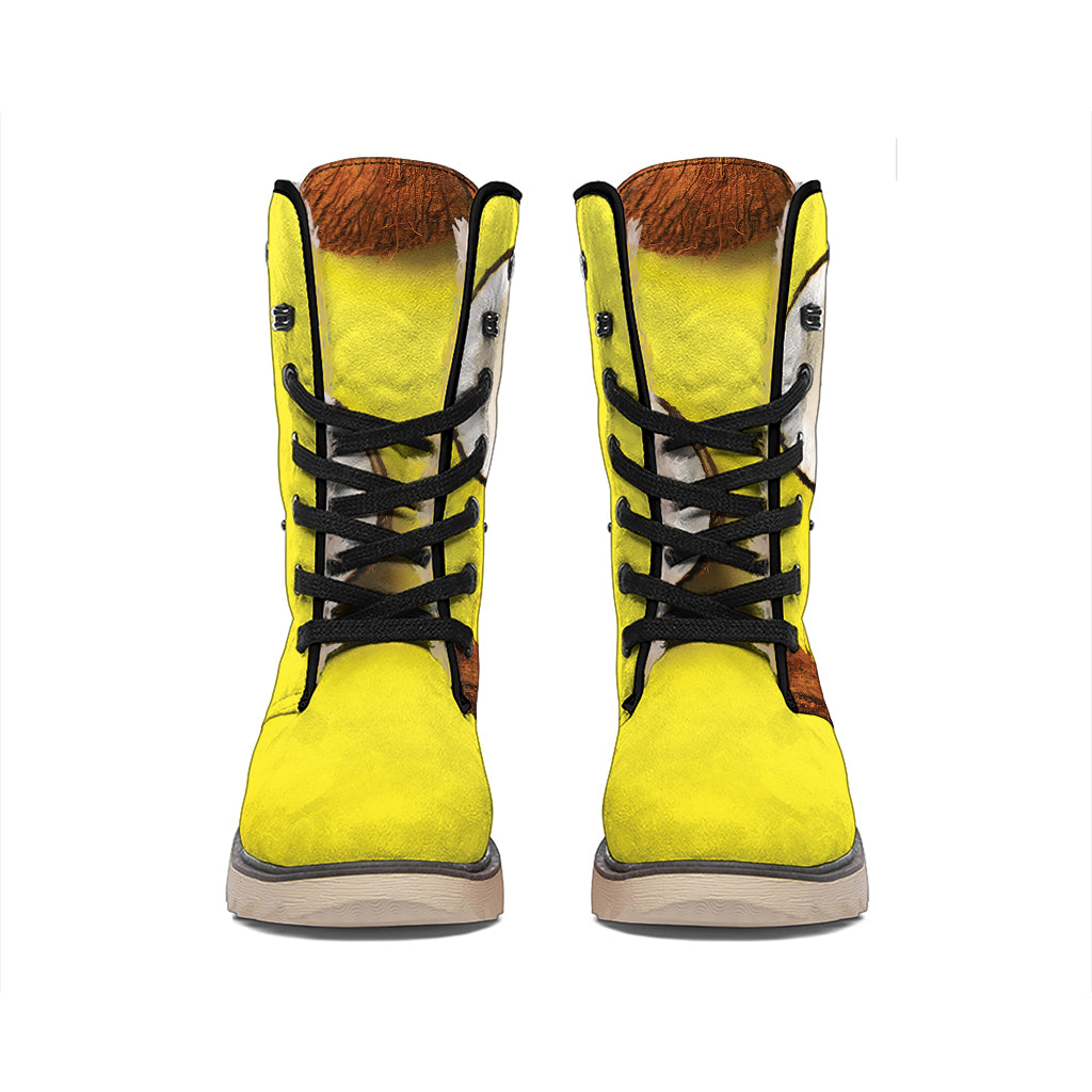 Yellow Coconut Pattern Print Winter Boots
