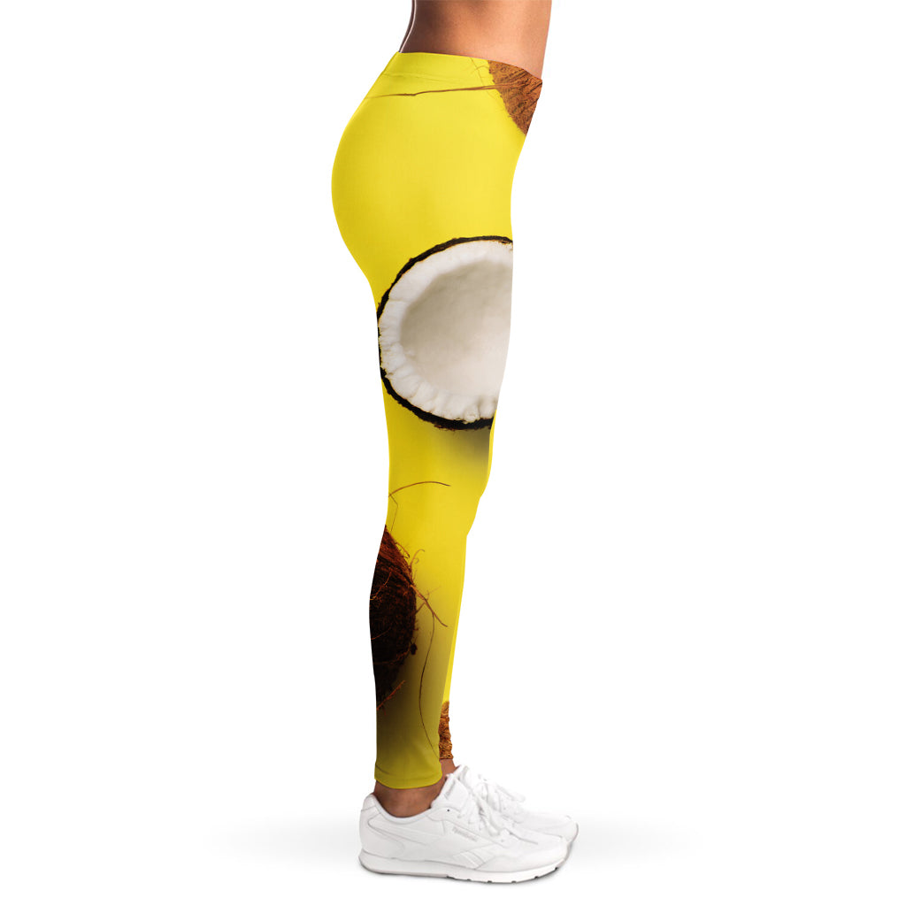 Yellow Coconut Pattern Print Women's Leggings
