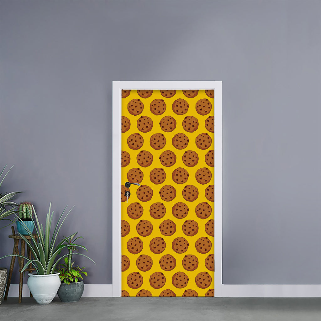 Yellow Cookie Pattern Print Door Sticker