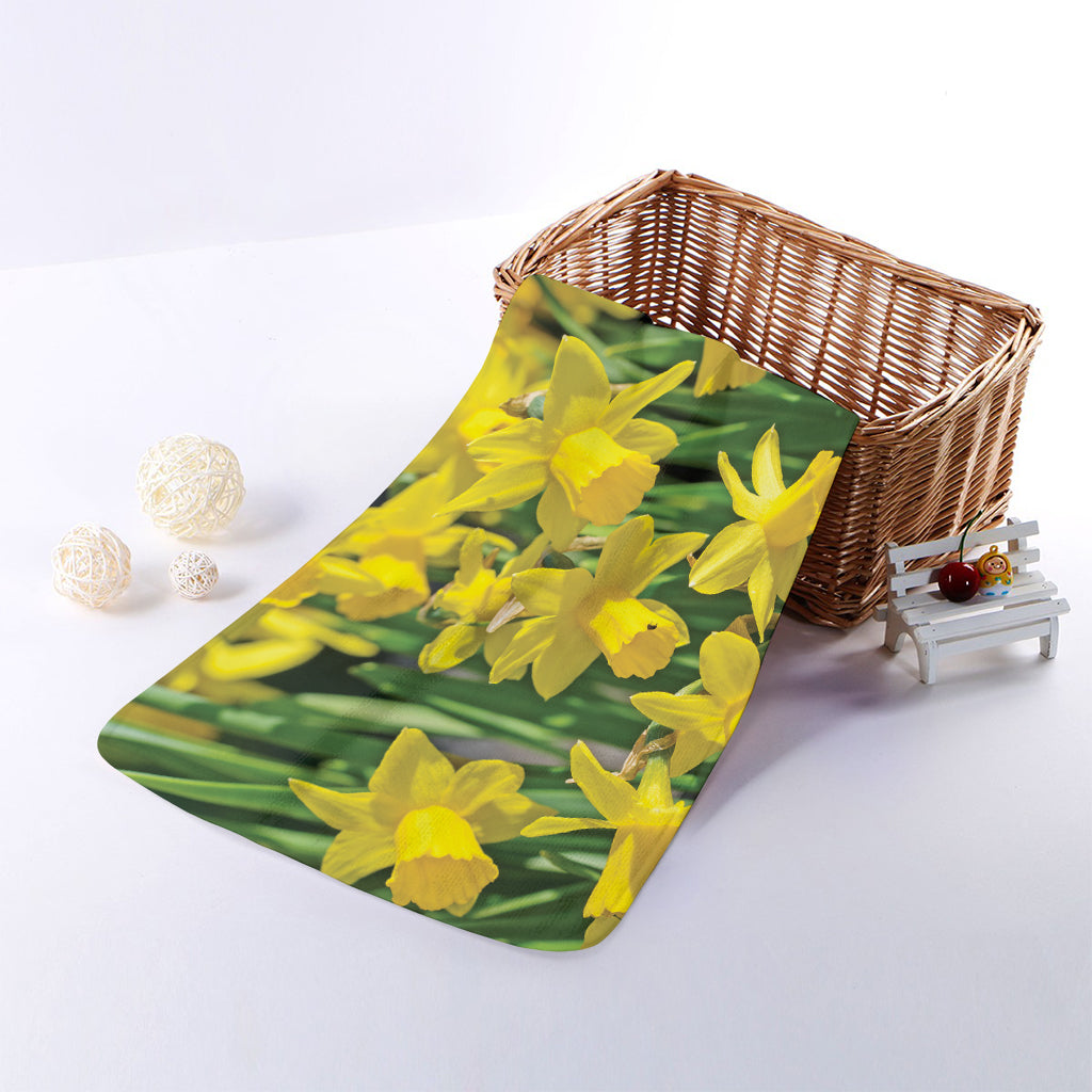 Yellow Daffodil Flower Print Towel