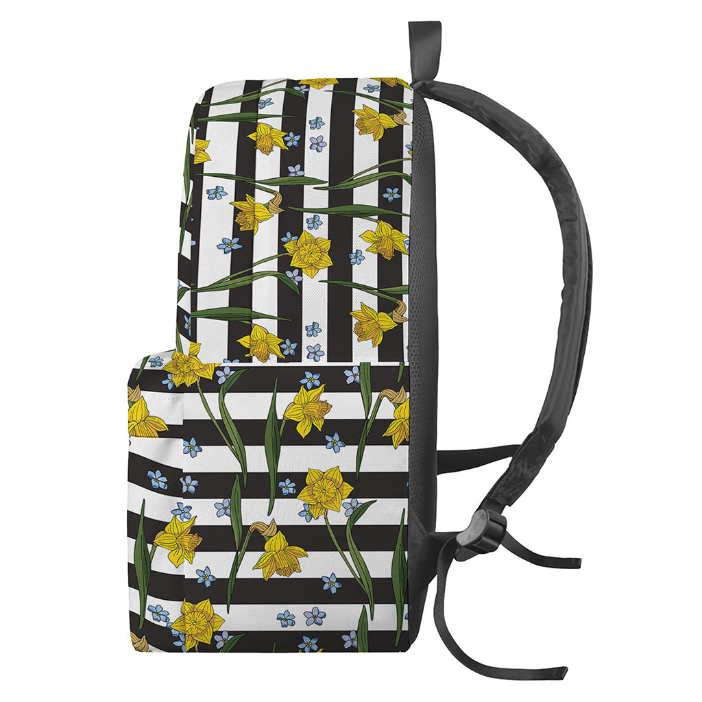 Yellow Daffodil Striped Pattern Print Backpack
