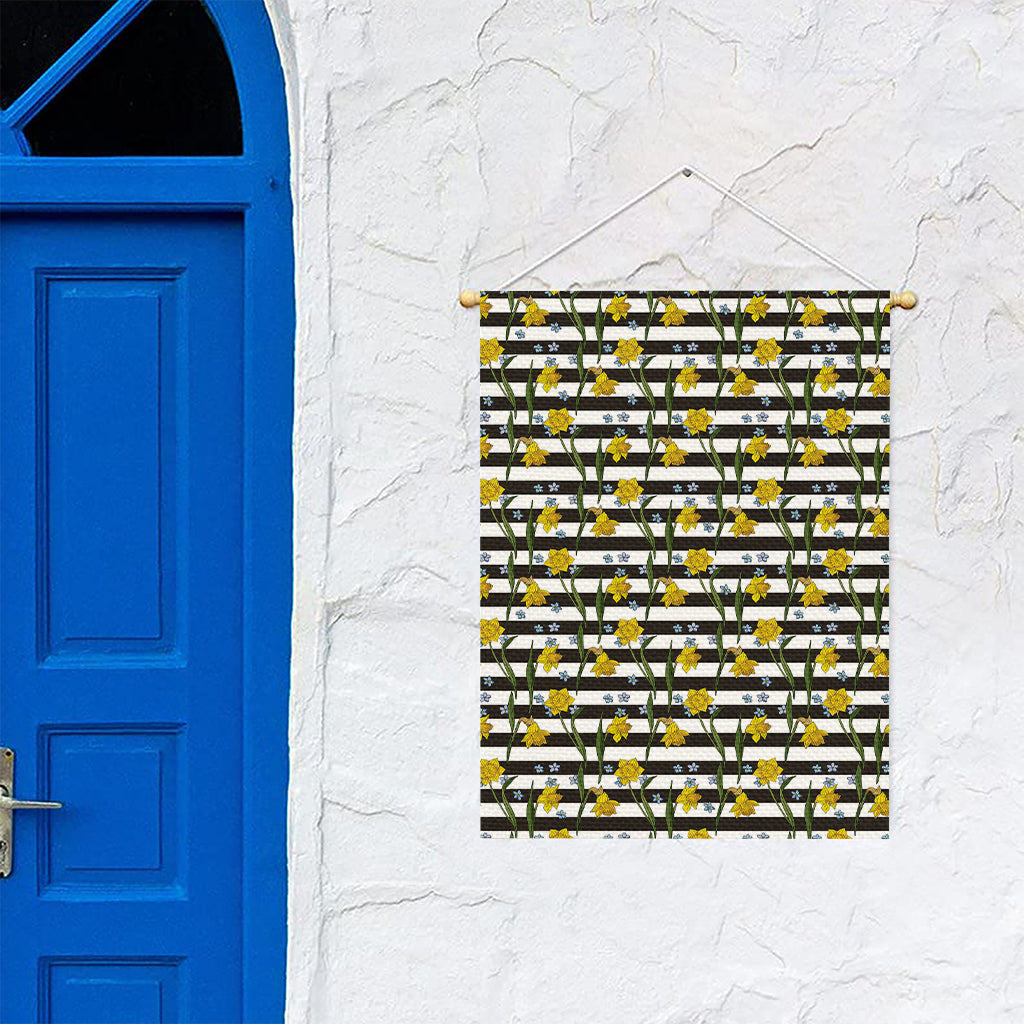 Yellow Daffodil Striped Pattern Print Garden Flag