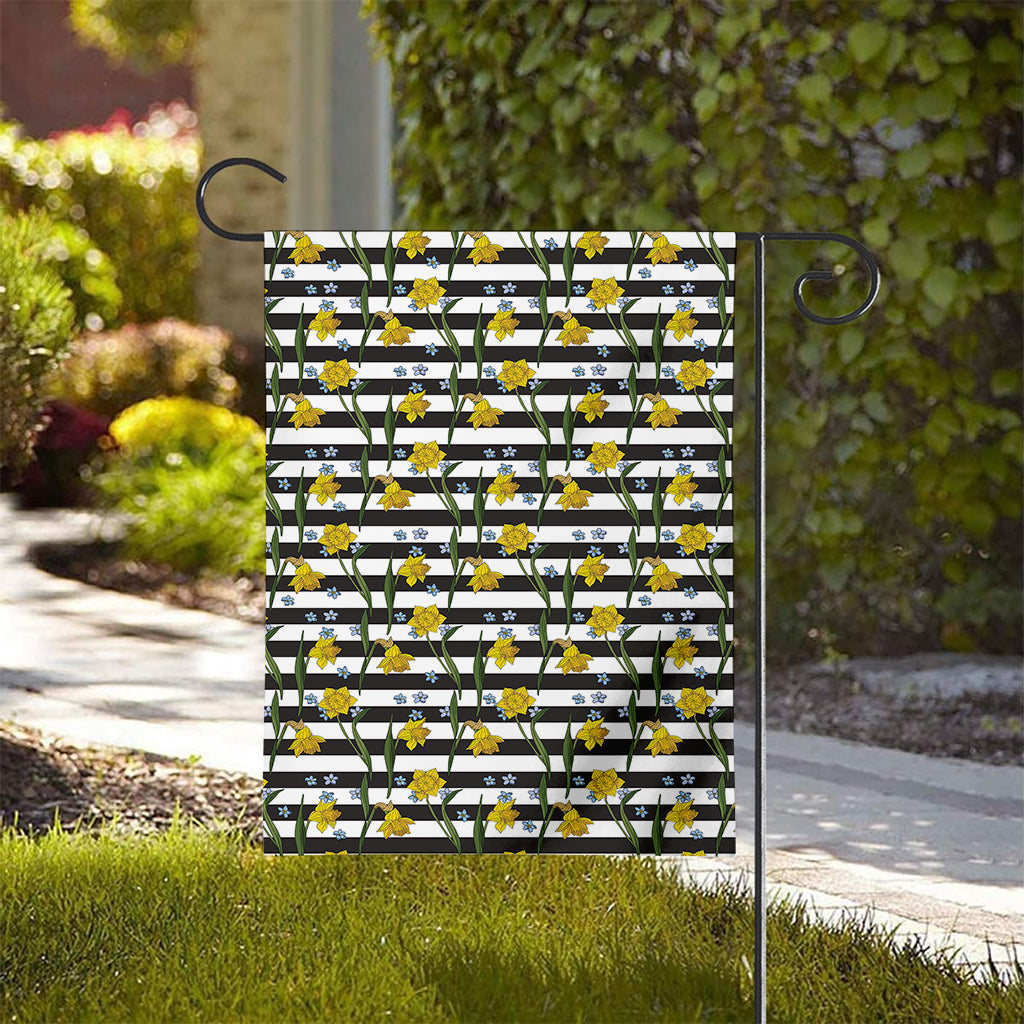 Yellow Daffodil Striped Pattern Print House Flag
