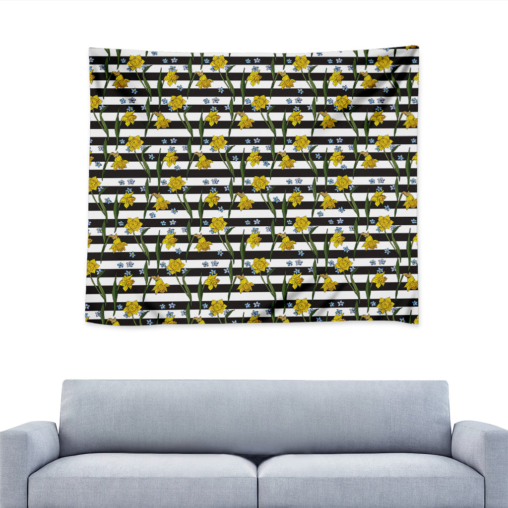 Yellow Daffodil Striped Pattern Print Tapestry