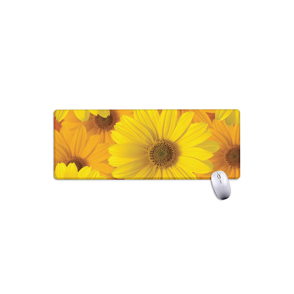 Yellow Daisy Flower Print Extended Mouse Pad