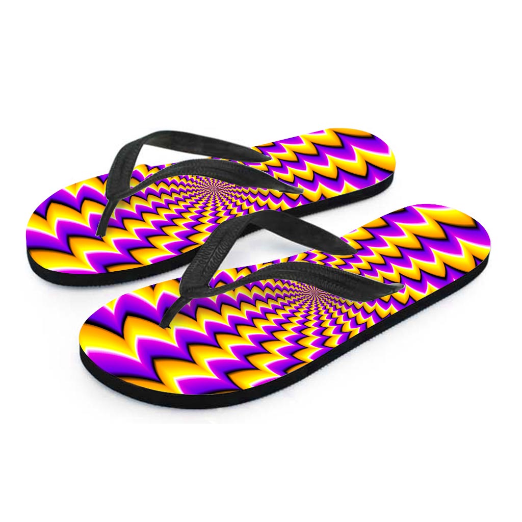 Yellow Dizzy Moving Optical Illusion Flip Flops