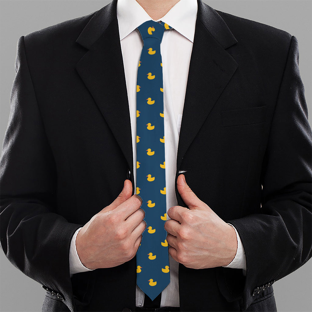 Yellow Duck Pattern Print Necktie