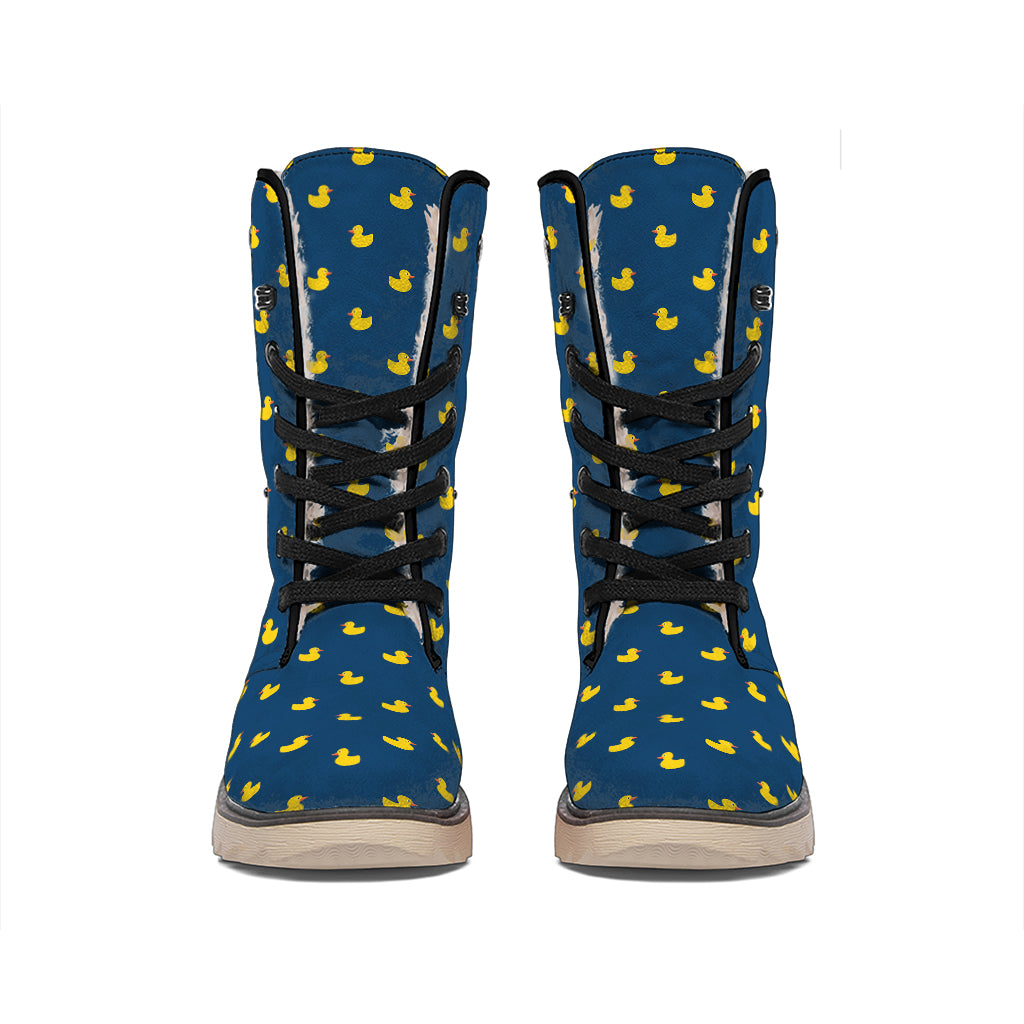 Yellow Duck Pattern Print Winter Boots