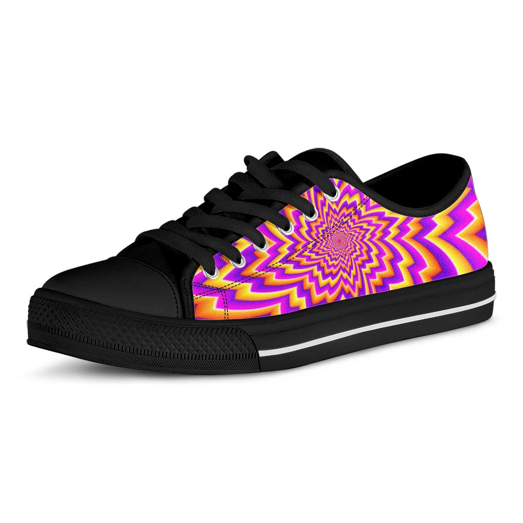 Yellow Expansion Moving Optical Illusion Black Low Top Sneakers