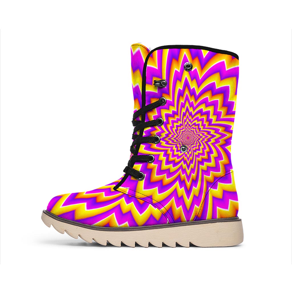 Yellow Expansion Moving Optical Illusion Winter Boots