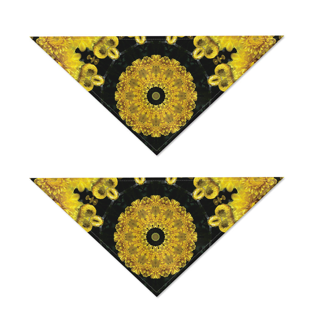 Yellow Flower Kaleidoscope Print Dog Bandana