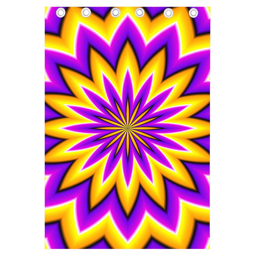 Yellow Flower Moving Optical Illusion Curtain