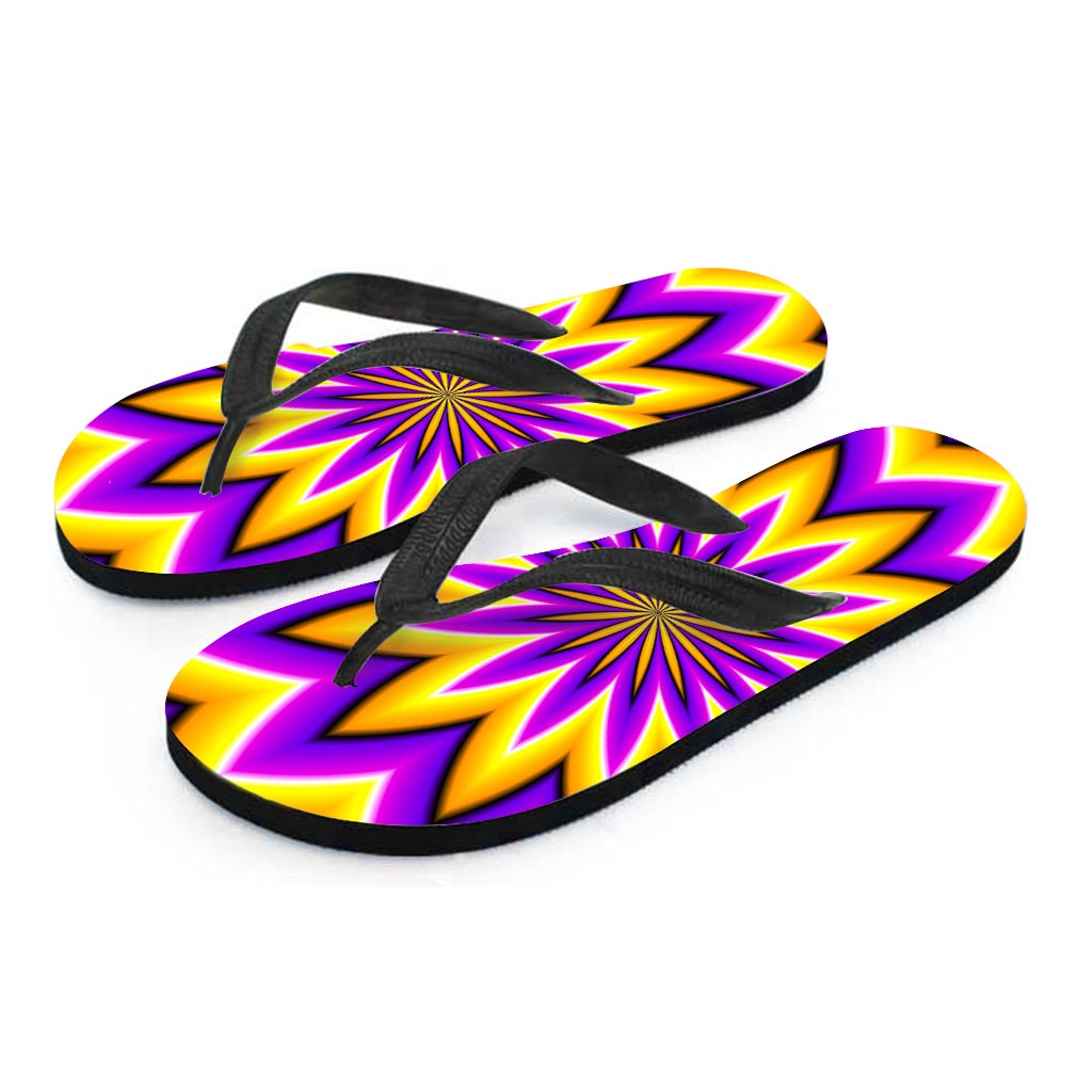 Yellow Flower Moving Optical Illusion Flip Flops