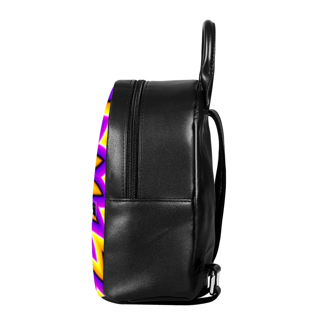 Yellow Flower Moving Optical Illusion Leather Backpack