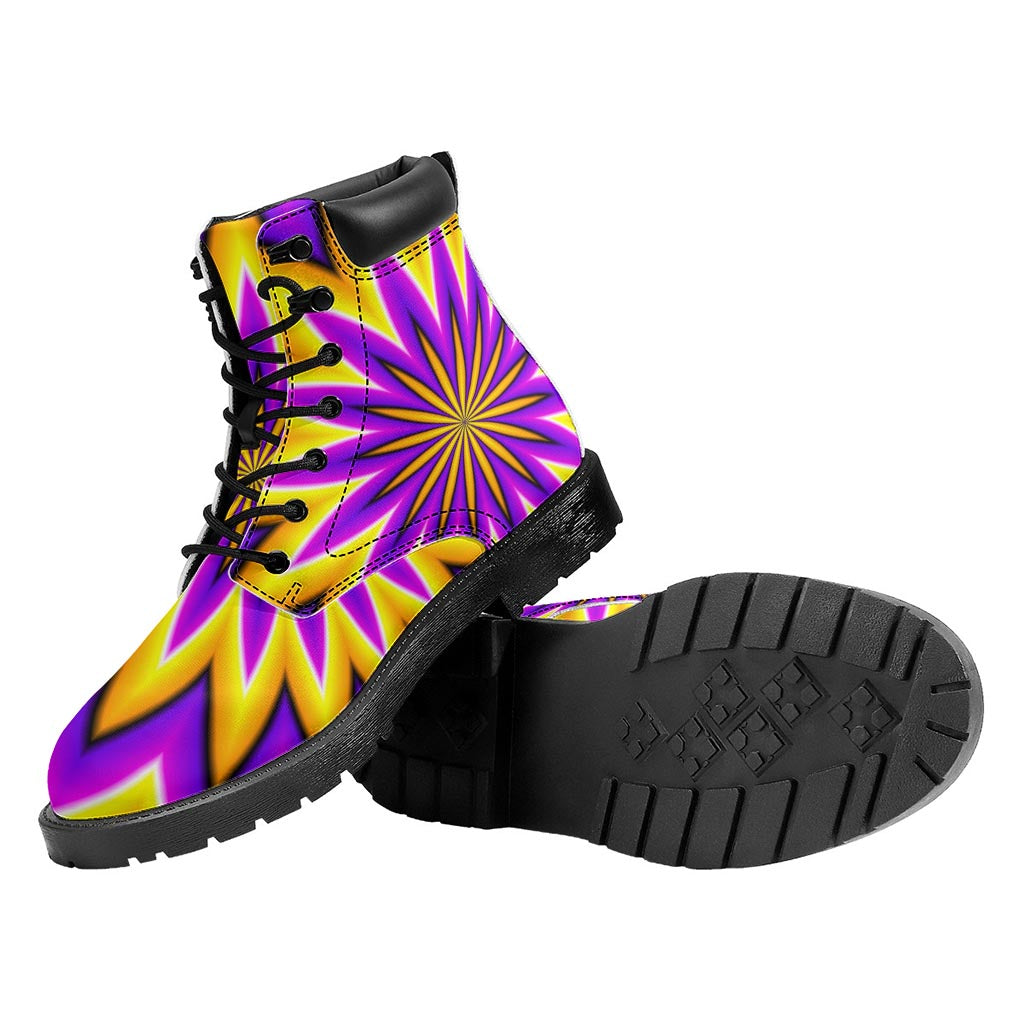 Yellow Flower Moving Optical Illusion Work Boots