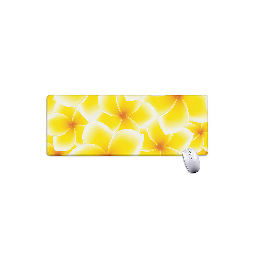 Yellow Frangipani Pattern Print Extended Mouse Pad