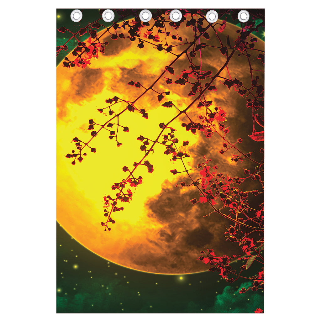 Yellow Full Moon Print Curtain