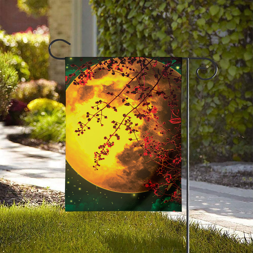 Yellow Full Moon Print House Flag