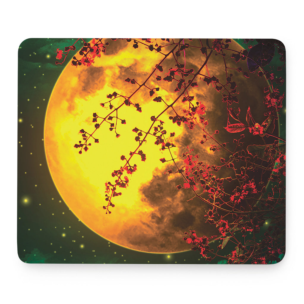 Yellow Full Moon Print Mouse Pad