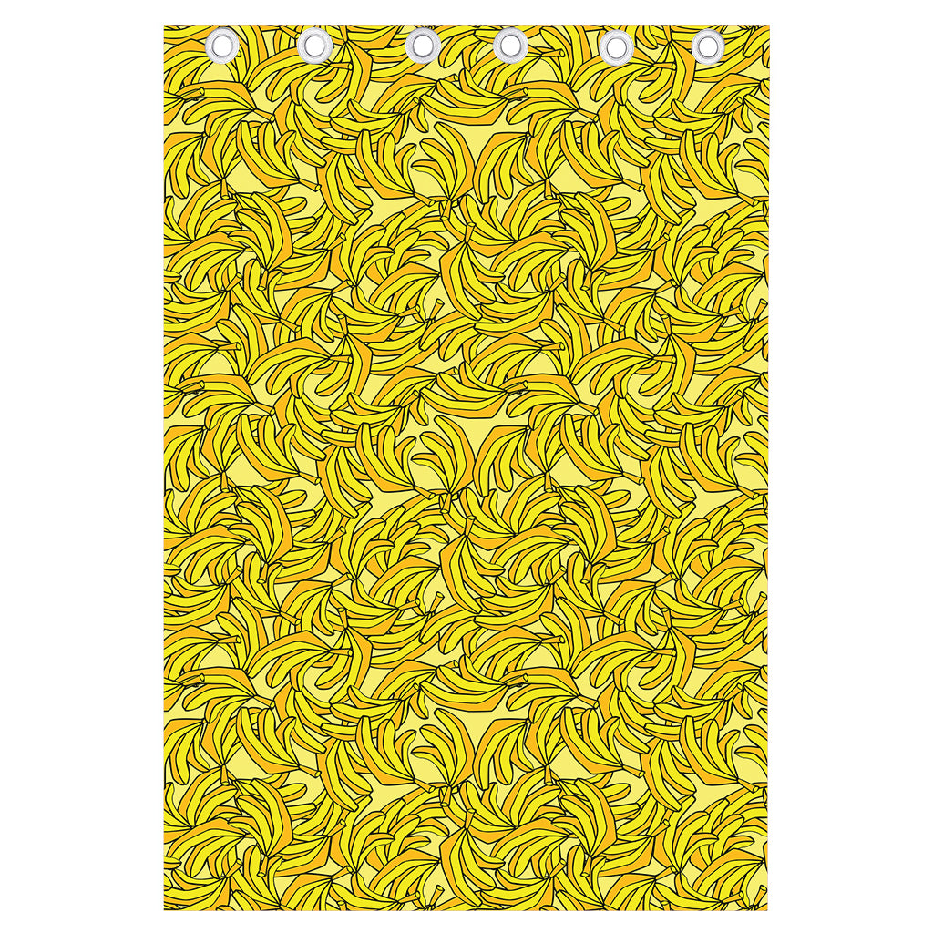 Yellow Geometric Banana Pattern Print Curtain