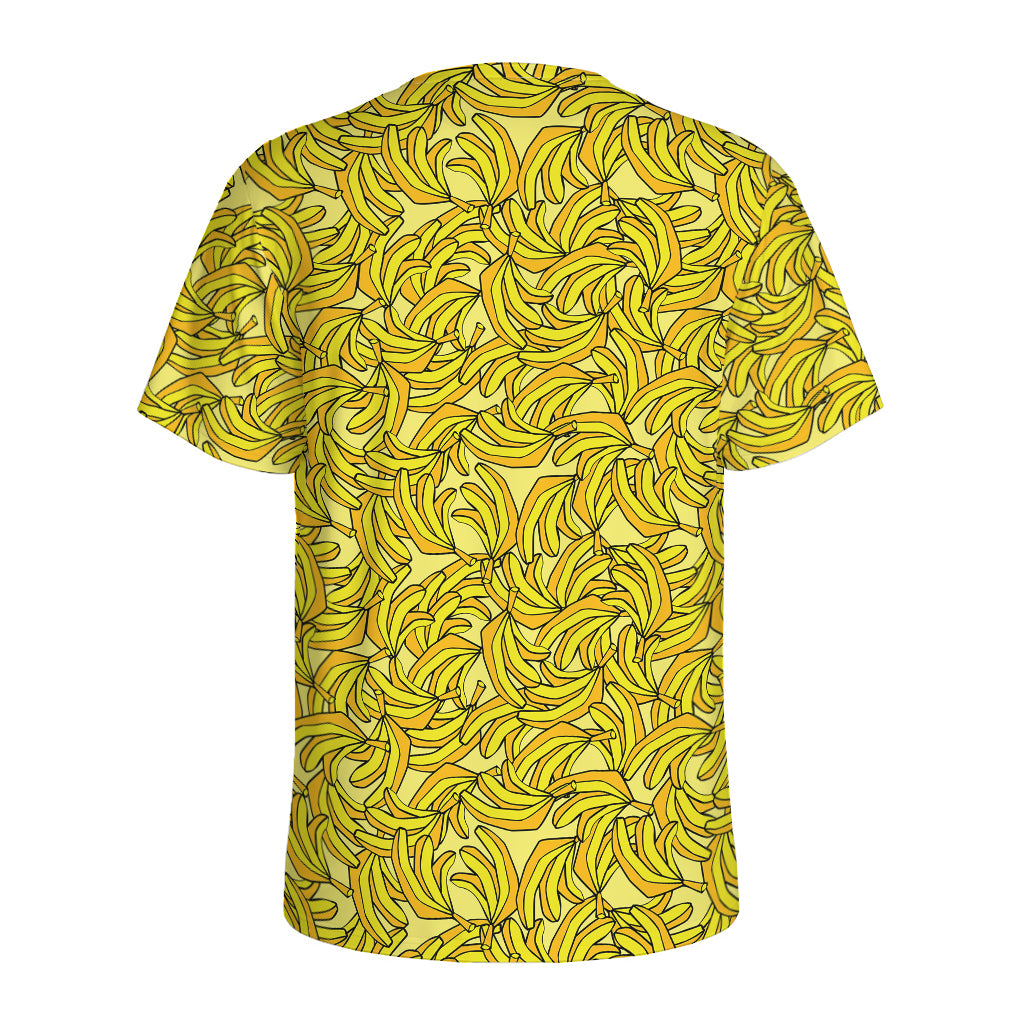 Yellow Geometric Banana Pattern Print Men's Sports T-Shirt