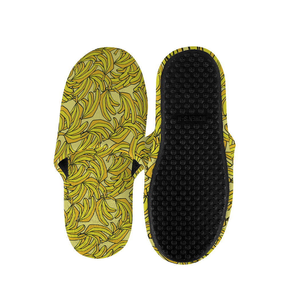 Yellow Geometric Banana Pattern Print Slippers