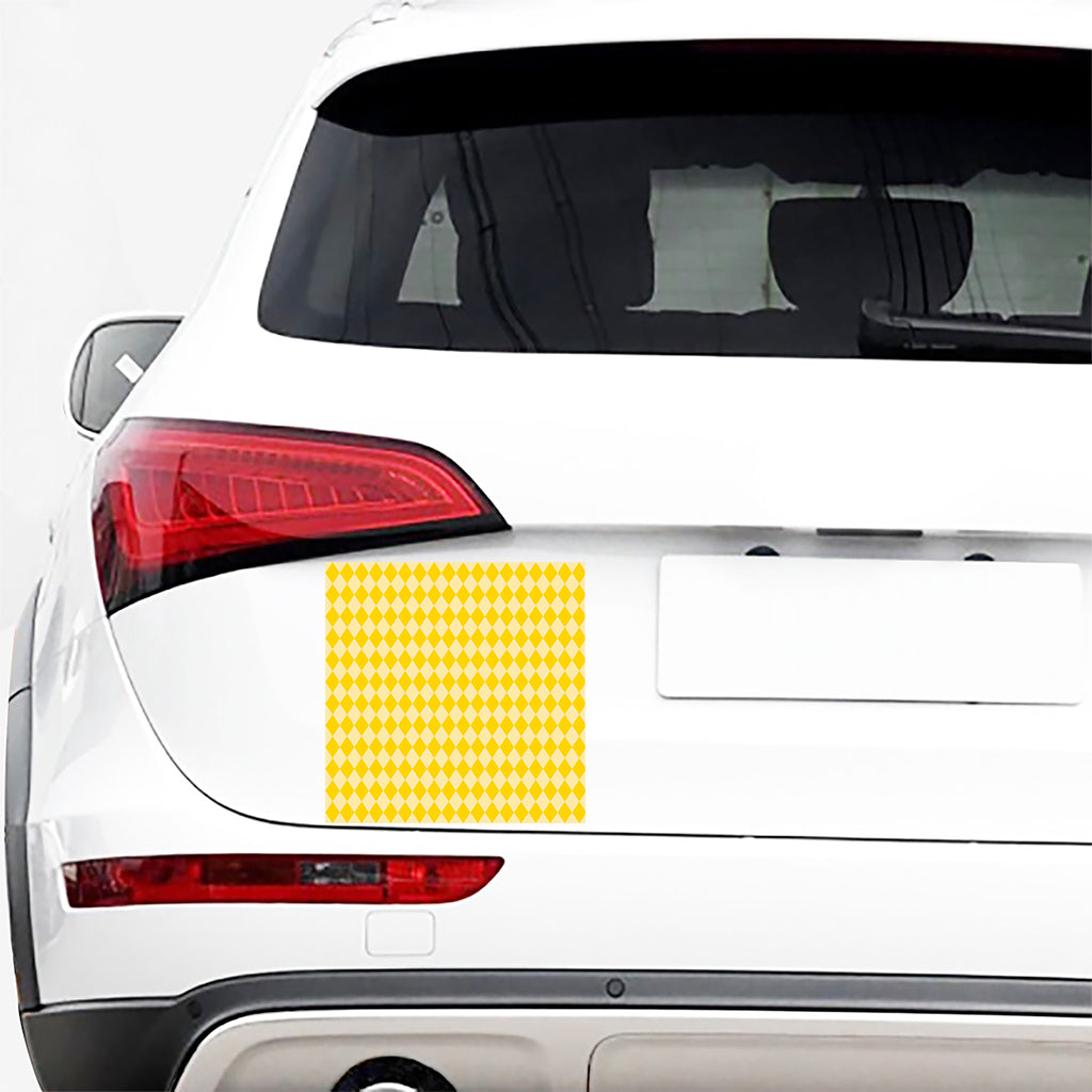Yellow Harlequin Pattern Print Car Sticker