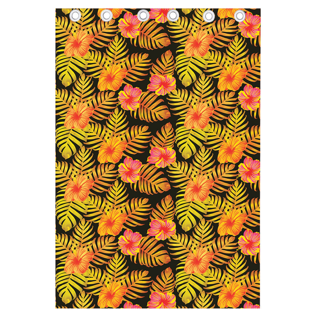 Yellow Hawaiian Tropical Pattern Print Curtain